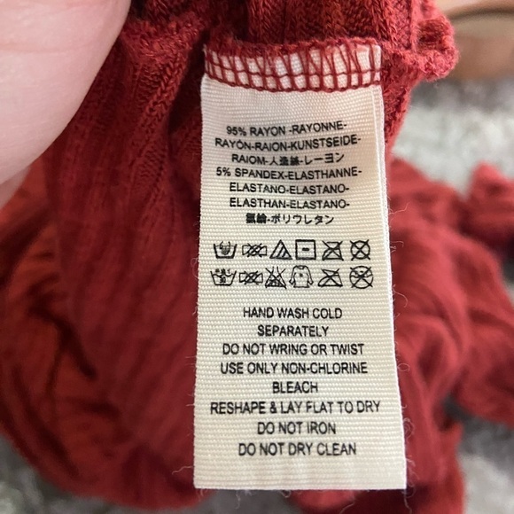 Free People Lover Rib Split Back Knit Sweater - Rust, Terracotta - Picture 10 of 10